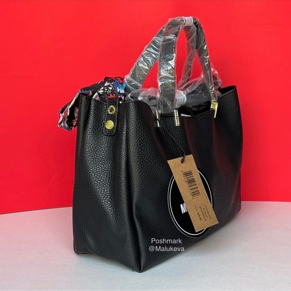 3pcs! Steve Madden Bparker Crossbody Purse Handbag color Black with Twilly scarf - Picture 6 of 14